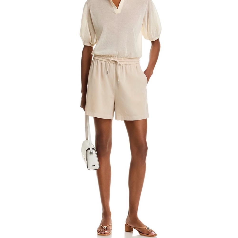 Theory High Waist Cream Shorts